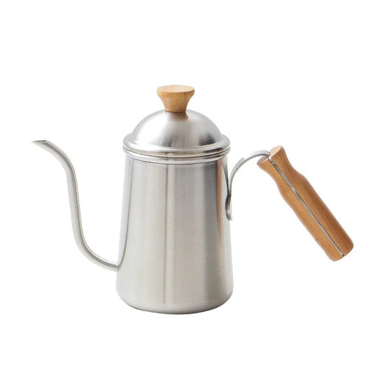 Steel Gooseneck Kettle with Wooden Handle – Precise Pouring for Drip Coffee | Atelier Du Brew