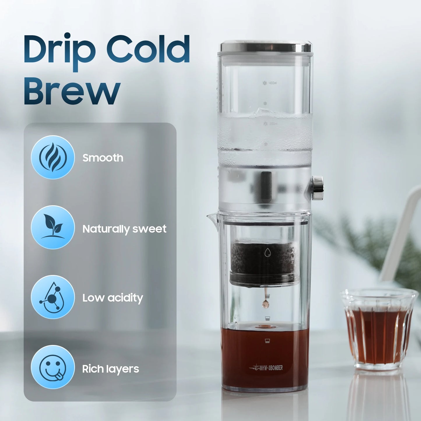 MHW-3BOMBER Cold Brew Coffee Maker – Slow Cold Drip 400ml | Professional Tower Style | Atelier Du Brew